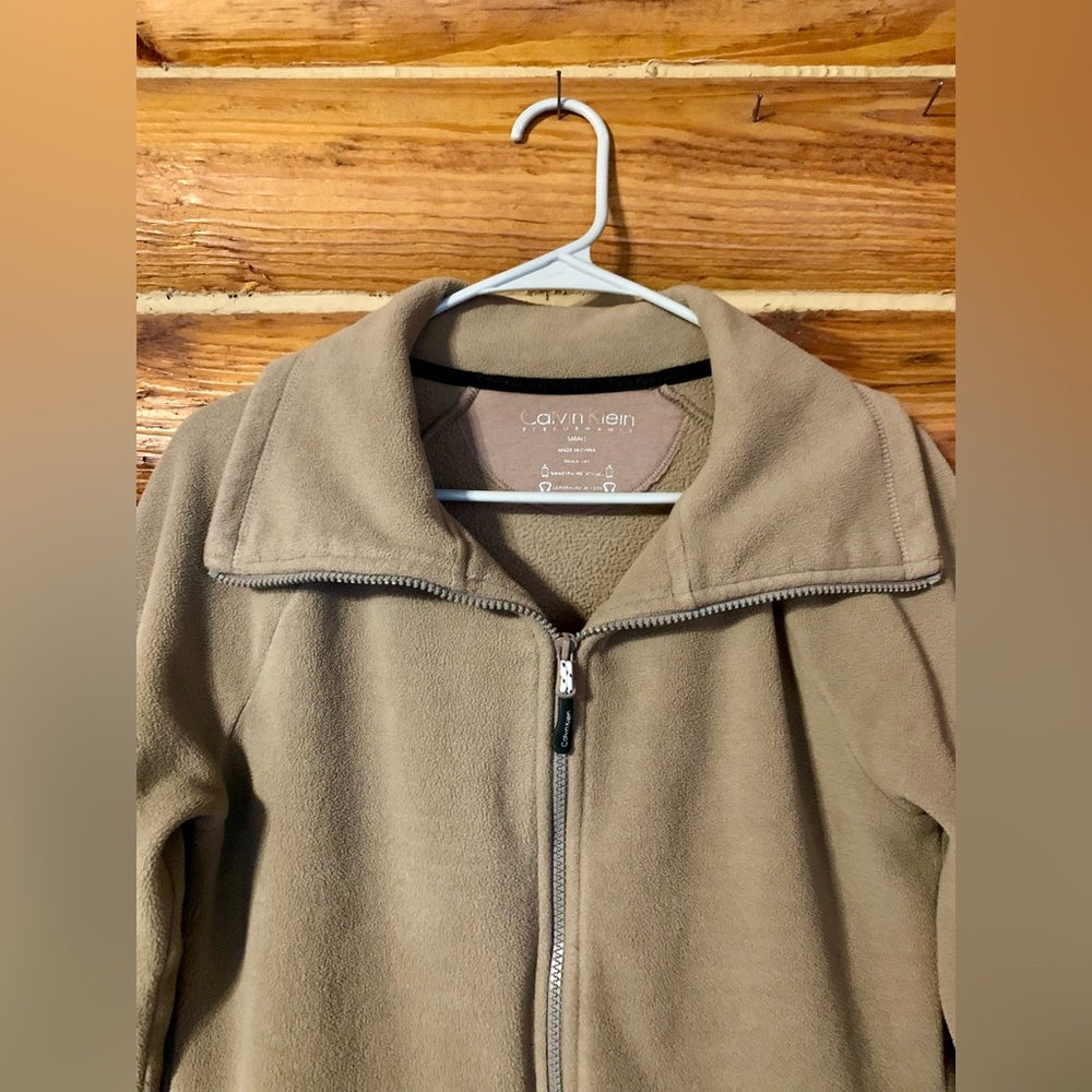 Calvin Klein Tan Fleece Jacket Size Small - Picture 2 of 9